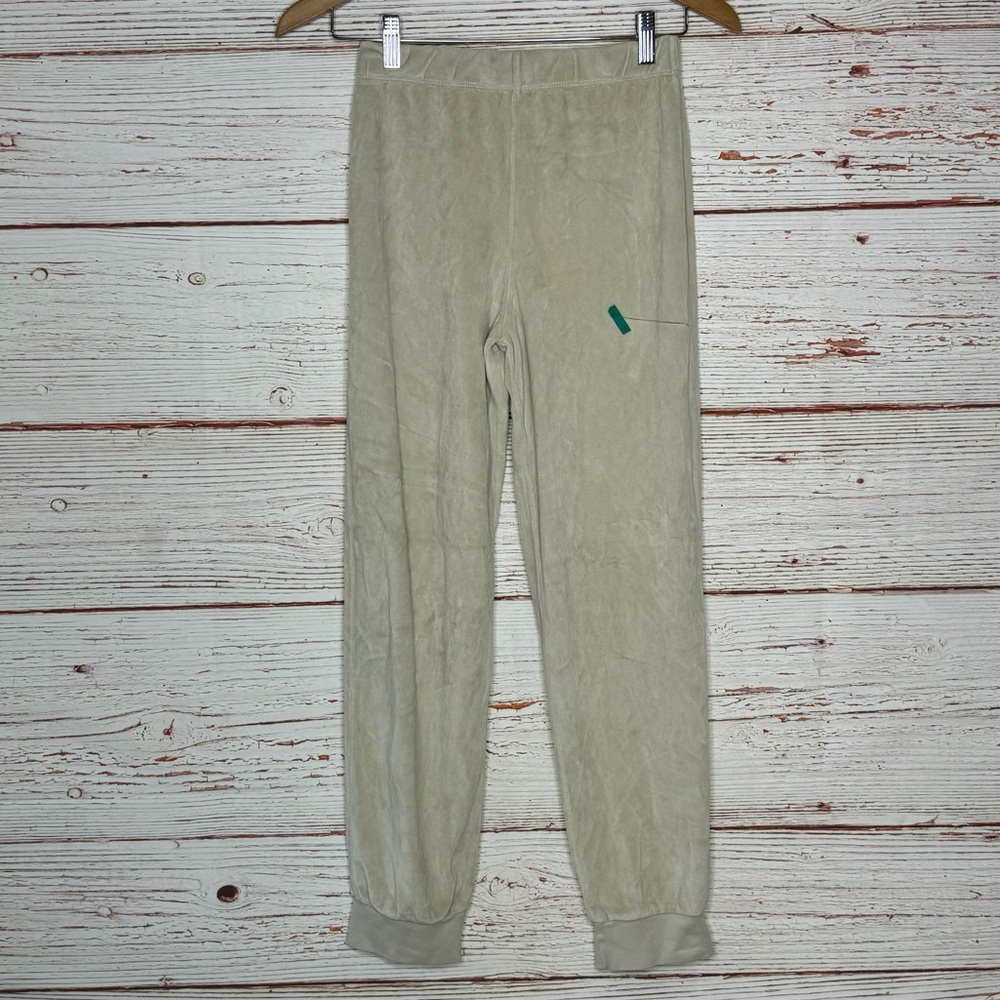 NWT Suzie Suzi Kondi The Tinos Slim Track Pants Velour in Natural Sz XS